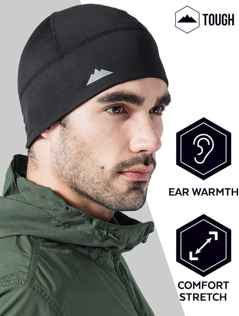 Skull Cap/Helmet Liner/Running Beanie - Ultimate Thermal Retention and Performance Moisture Wicking - Fits Under Helmets Black: Clothing