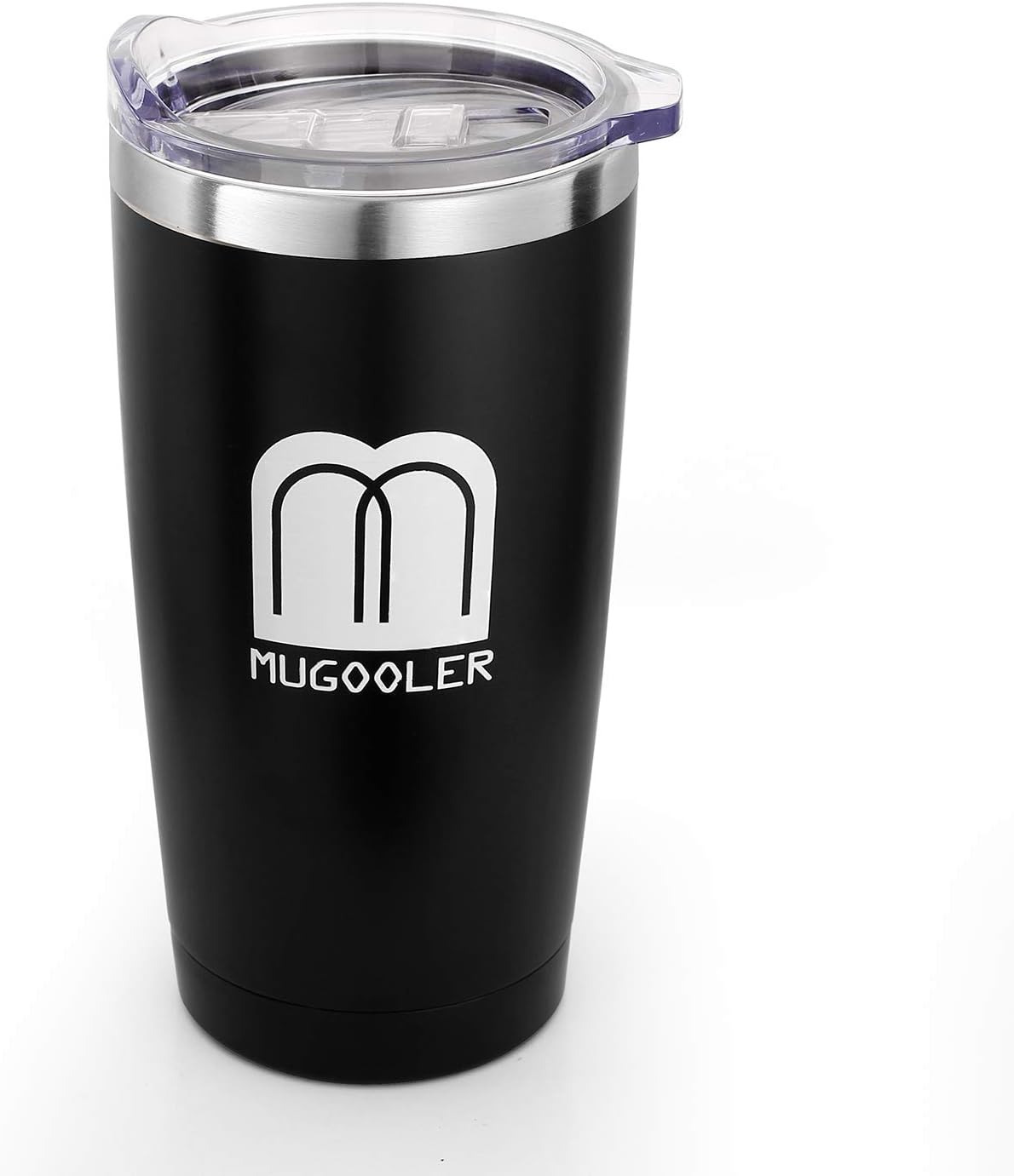 MUGOOLER Stainless Steel Vacuum Insulated Tumbler with Lid Travel Mug Double Wall Durable Coffee Mug (Black, 20oz)