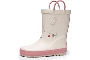 WTW Toddler and Kids Rain Boots with Easy-On Handles, Unisex-Child Waterproof Rubber Rain Boots in Fun Patterns for Girls and Boys (Toddler/Little Kid/Big Kid)