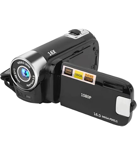 Caméscope Numérique AADEKA FHD 1080P 24MP – Zoom 16x, 3 Pouces, Noir (neuf, Ouvert)