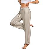 ANLIQI Women Pajama Pants Bamboo Rayon Comfy Lounge Pants Drawstring Pj Bottoms Loose Wide Leg Yoga Sweatpants with Pockets