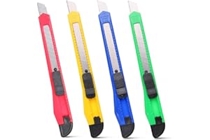4 Pack Box Cutter Knife, 3-rd Gen Utility Knives, Razor Blade Opener, Utility Knives, Box Cutters Retractable, Small Work Knife by Htaexpu