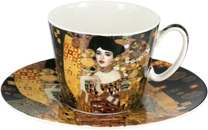 Carmani Porcelain Cup with saucer decorated with 'Adele' by Gustav Klimt