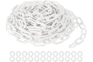 PATIKIL 50 Foot Plastic Chain Links, 2inch Safety Barrier Chain White for Crowd Control, Queue Line, Parking, Fence, Gate, Concert, Construction Site and Decoration