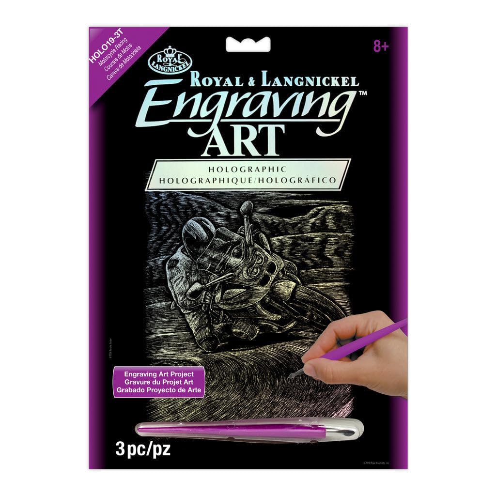 Royal & Langnickel Glow In The Dark Engraving Art A4 Size Motorcycle Racing Designed Painting Set