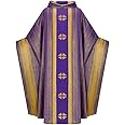 AwwwCos Unisex Catholic Priests Celebrant Church Vestments Clergy Elegance Chasuble Mass Costume Round Collar Robe Cloak