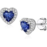 Silvora Birthstone Earrings for Women, 925 Sterling Silver Heart Stud, Small Heart Earrings Birthstone Jewelry
