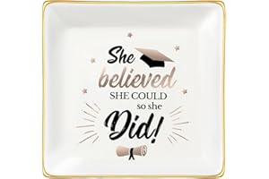 JoycuFF Graduation Gifts for Her, 2024 High School, College Graduation Gifts,She Believed She Could So She Did Inspirational Jewerly Dish Tray Gifts for Women
