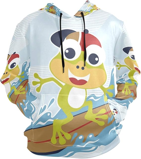 Amazon サーフィンカエルパーカートレーナーフーデッドアスレチックスウェット3dプリントガールズボーイズメンズ ヘルスファブリック トレーナー パーカー 通販