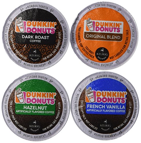 20 Count - Dunkin Donut Coffee Variety K Cups for Keurig K-Cup Brewers and 2.0 Brewers - Original Blend, Dark Roast, Hazelnut, French Vanilla