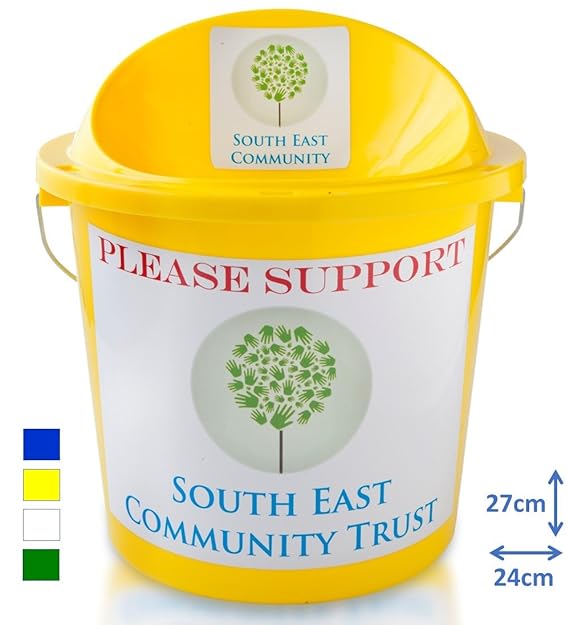 Easy Drop Slot Bucket with Twist Lock Secure Lid For Fundraising, Sporting Events, Voting