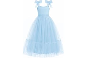 Arshiner Girls Dresses Summer Sleeveless Bow-Tie Straps Birthday Party Long Tulle Dress