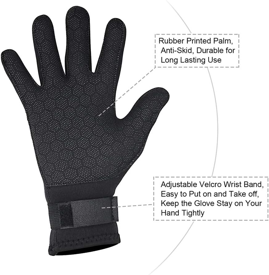 NeopSkin Water Gloves, 3mm & 5mm Neoprene Five Finger Warm Wetsuit Winter Gloves for Diving Snorkeling Paddling Surfing Kayaking Canoeing Spearfishing Skiing : Sports & Outdoors