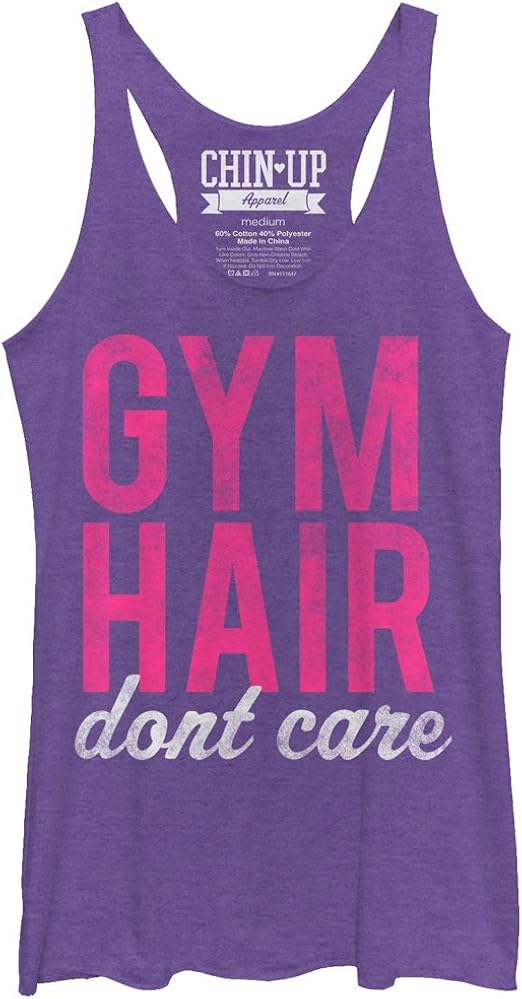 Chin Up Women S Hair Don T Care Racerback Tank Top At Amazon