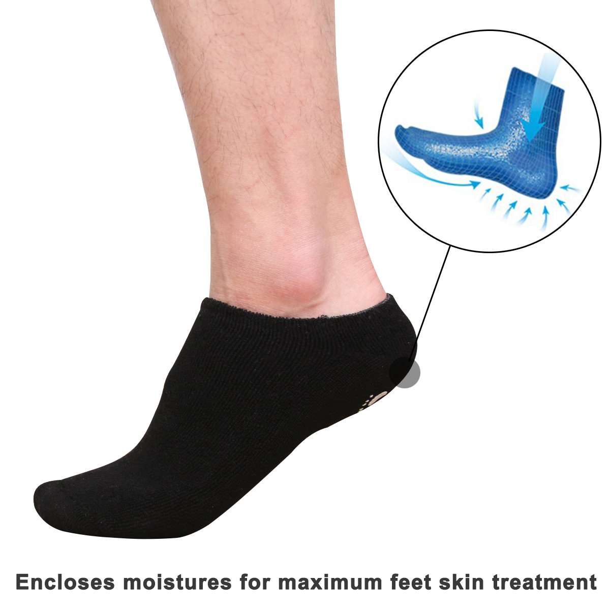 Codream Large Men's Moisturizing Gel Socks Men's Feet Care Ultimate Treatment for Dry Cracked Rough Skin on Feet Pack of 2 Pairs Black US Men 10-15 : Beauty