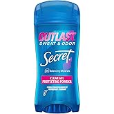 Secret Antiperspirant Deodorant for Women, Protecting Powder Scent, Clear Gel, Outlast Xtend, 2.6 Oz (Pack of 6)