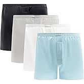 VISSAY Stretch Satin Boxers for Men Silk Feeling Boxer Shorts Breathable Loose Men's Underwear for Sleep 4 Pack