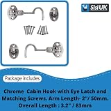 SISI UK 2 Inch Chrome Cabin Hook & Eye Latch Silent Catch Door Holder Screws view 2