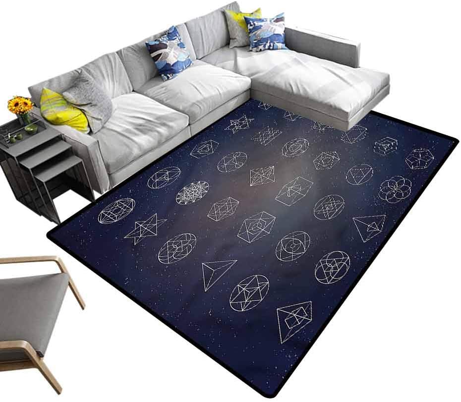 Sacred Geometry, Modern Rugs Esoteric Mystical Modern Kids Carpet Suitable for Children to Play, 3'x 5'