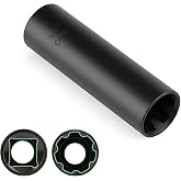 Glorider 7 Spline Lug Nuts Key Socket, 1/2 Inch Drive Impact Square Tool - Quickly Remove M14x1.5, M14x2.0, and 9/16 Wheel Lug Nuts (3/4" OD) | 1 Pc (Black)