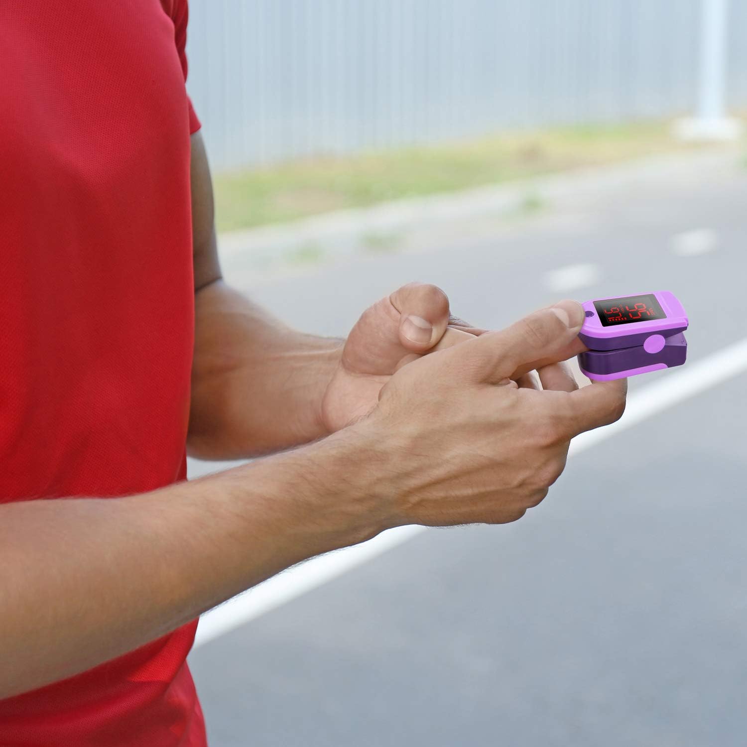 Zacurate Pro Series 500DL Fingertip Pulse Oximeter Blood Oxygen Saturation Monitor with Silicon Cover, Batteries and Lanyard (Mystic Purple): Health & Personal Care