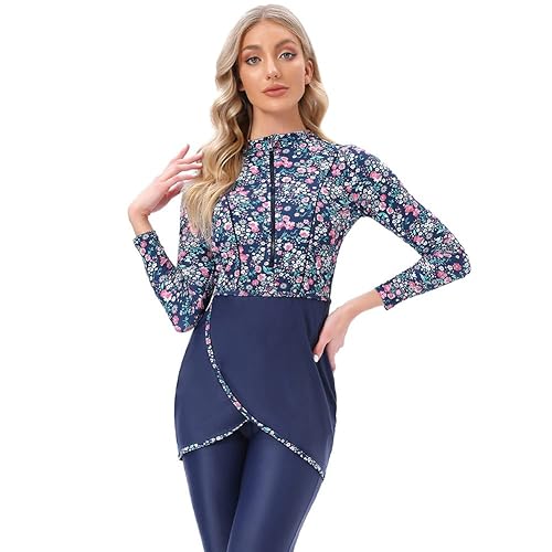 Burkini Swimsuits for Women Modest Muslim Swimsuit Islamic Swimwear Long Sleeve Burkinis Full Cover Hijab Muslim Swim Dress Tops Pants Swim Cap Wetsuit 3 Piece Bathing Suits Blue Floral Medium in Saudi Burkini Swimsuits for Women Modest Muslim Swimsuit Islamic Swimwear Long Sleeve Burkinis Full Cover Hijab Muslim Swim Dress Tops Pants Swim Cap Wetsuit 3 Piece Bathing Suits Blue Floral Medium in Saudi