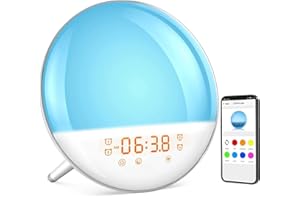DEKALA Smart Sunrise Alarm Clock, Wake Up Light Alarm Clocks for Bedrooms, Teens Heavy Sleepers Kids,Sleep Aid with FM Radio, Sunrise/Sunset Simulation, 4 Alarm Clock, 7 Natural Sounds, APP Remote Control