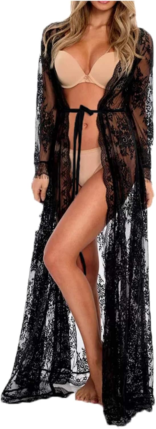 Wander Agio Womens Bikini Cover Ups Beach Casual Dress Coverup Swimsuits Long Cardigan Snow Pattern Black 4 at  Women’s Clothing store