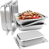 Biugaaufai 6 Pack 1/2 Size Steam Table Pan, Half Size Stainless Steel Hotel Pans, 2.5 Inch Deep Steam Pans for Weddings, Parties, Restaurants, Cafeterias and Hotels