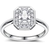 CYW Moissanite Wedding Engagement Promise Ring for Women, Really Authentic Solid 925 Sterling Silver, Birthday Valentines Aniversary Ideal Gift for Her