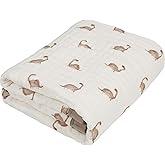 Organic Cotton Muslin Baby Blanket for Boys & Girls - Luxurious Soft Toddler Quilt for Swaddling - Gender Neutral Blanket - Baby and Toddler Gift - Dinosaur