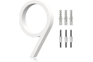 OLADOT 5" White Floating House Number, Metal Modern House Numbers, Mailbox Decor Number with Nail Kit, 911 Visibility Signage (9/6)