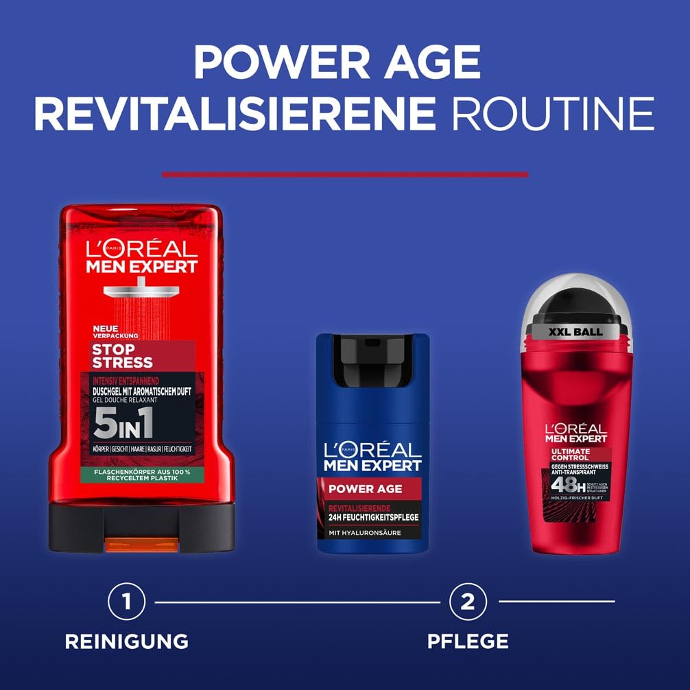 L'Oréal Men Expert Duschgel und Shampoo für Männer, Duschbad zur Reinigung von Körper, Haar und Gesicht, Herren Körperpflege für langanhaltende Frische mit aromatischem Duft, Stop Stress, 1 x 250 ml 5