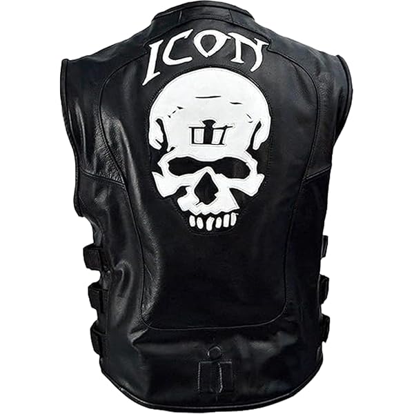 XS - Black - Genuine Leather - Iconic Skull Vest at Amazon Men's