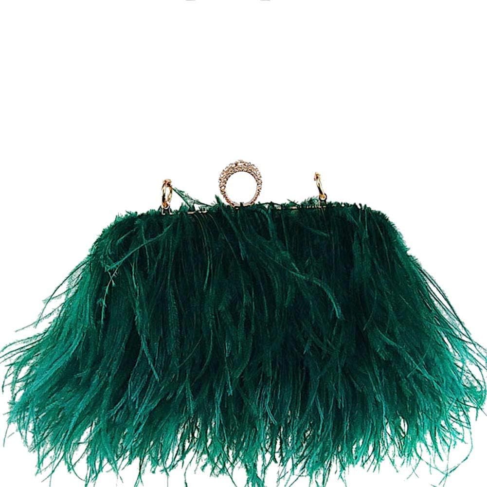 Women's Real Natural Ostrich Feather Clutch Shoulder Bag Wallet Tassel Tote