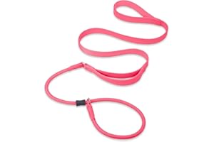 AAUFILUX Slip Lead Dog Leash, Dog Training Leash with Double Handle, Soft Leather Slip Leash and Collar, Heavy Duty Nylon Dog Lead, No Pull Walking Leash for Medium Large Small Dogs 6ft Hot Pink