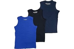 BROOKLYN VERTICAL Boys 3 Pack Muscle Shirt Sleeveless Tee - Tagless Cotton Super Soft
