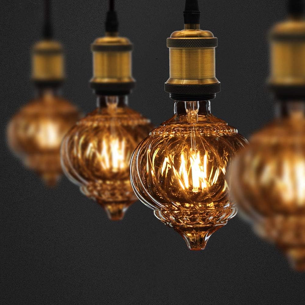 Tianfan LED Bulbs Vintage 4W Warm White 2500Kelvin Big Globe Crystal Led Bulb 220/240V Edison Screw E27 Base Specialty Decorative Light Bulb G125 (Lantern) - Image 3