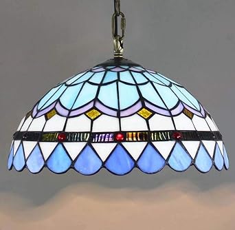 E27 Tiffany Mittelmeer Pendelleuchte Blau Retro Pastoral Hangeleuchte Bunt Glas Pendellampe Schlafzimmer Wohnzimmer Hangelampe Esszimmer Balkon Lampe Flurtreppenhaus Decke Leuchte F30cm H 95cm Amazon De Beleuchtung