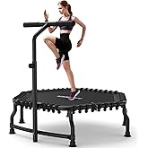 ANCHEER 50" Rebounder Trampoline for Adults- 2025 Foldable Mini Trampoline with Bar- Exercise Trampoline for Adults, Max Load 560lbs, for Indoor/Garden Workout