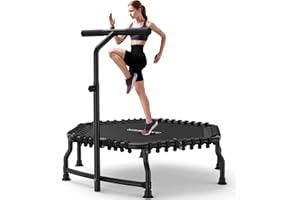 ANCHEER 50" Rebounder Trampoline for Adults- 2025 Foldable Mini Trampoline with Bar- Exercise Trampoline for Adults, Max Load 560lbs, for Indoor/Garden Workout