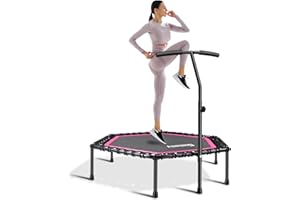 Gielmiy 40" Mini Trampoline,Silent Fitness Trampoline，Indoor Small Bungee Rebounder Cardio Trainer Workout for Adults（Max Load 330lbs）