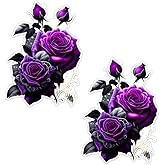 ZUKHL 2pcs Vibrant Deep Red Rose Vinyl Sticker, 5.9'', Decal for Cars, Motorcycles, Helmets, Laptops and More - Bumper and Vehicle Body Decoration, Pink Rose Car Stickers Decals (2BZ252)