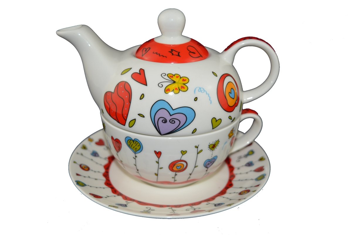 Tea for One Porcelain Teapot with Cup and Saucer in Gift Box