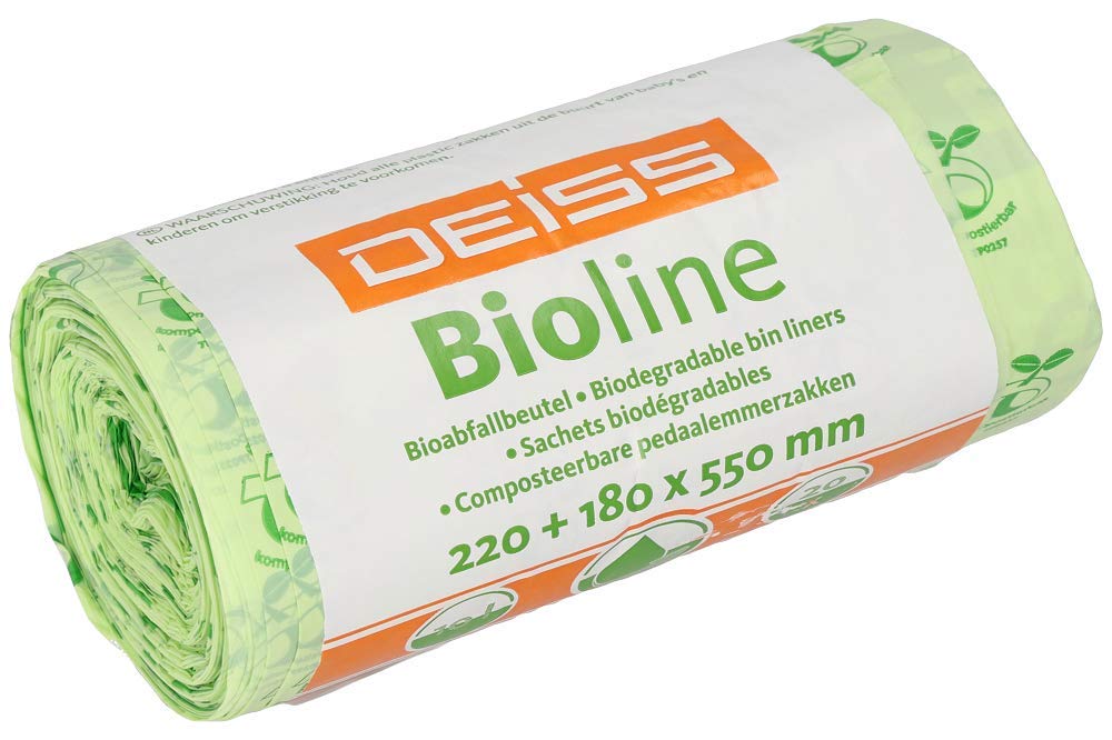 Deiss Bioline Organic Bin Liners, 10 L, Compostable, Pack of 20