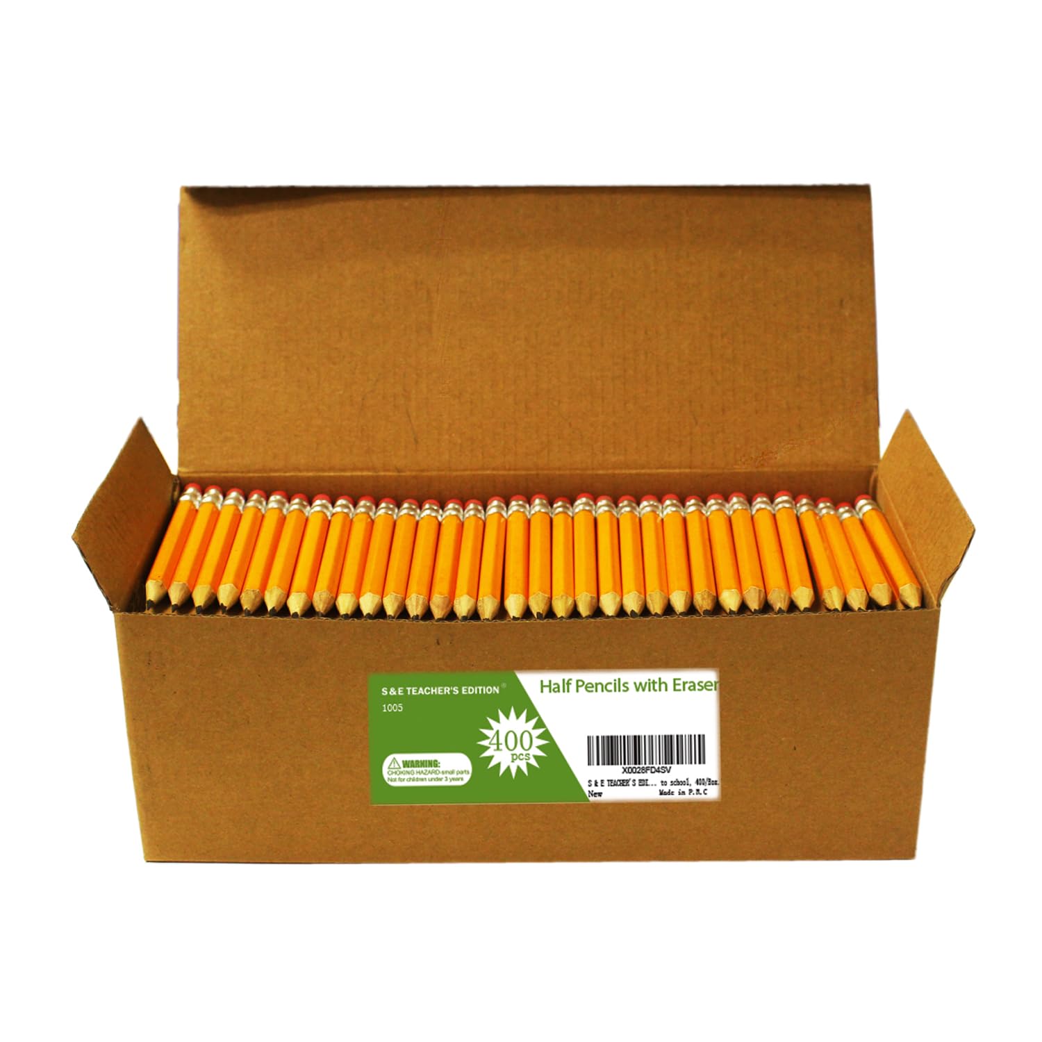 Photo 1 of S & E TEACHER'S EDITION 400PCS 4'' Golf Pencils Pre-sharpened, Break-Resistant Lead No. 2 Half Pencils with Eraser Tops, #2 HB pencil, Back to school, 400/Box.