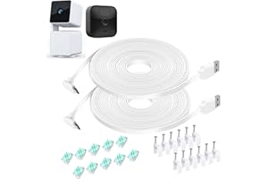 DIANMU 20FT Power Cord for Wyze Cam Pan V3 Indoor/Outdoor Camera, Blink Outdoor (3rd Gen), 90 Degree L-Shape Micro USB Flat Power Extension Weatherproof Charging Cord 2 Pack (Not for Wyze Cam V3)