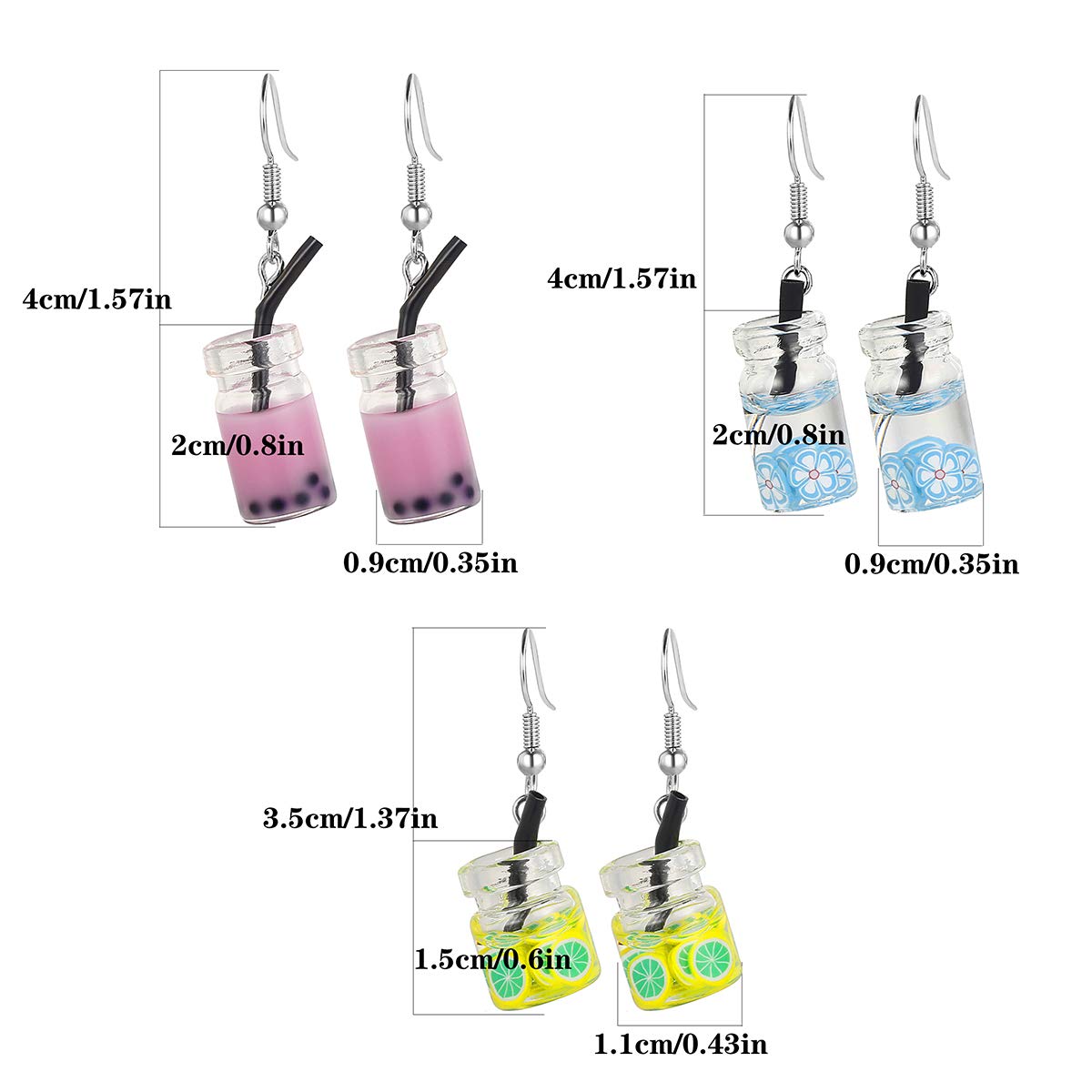 AIDSOTOU 16 Pairs Cute Weird Dangle Earrings for Teen Girls Kawaii Aesthetic Boba Tea Drop Earrings