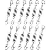 12 Pack Magnetic Necklace Clasps and Closures. Necklace Jewelry Extender with Strong Magnet. for Jewelry Necklace Bracelet Making. Gold and Silver Plating (12Pcs | Silver Cylinder)
