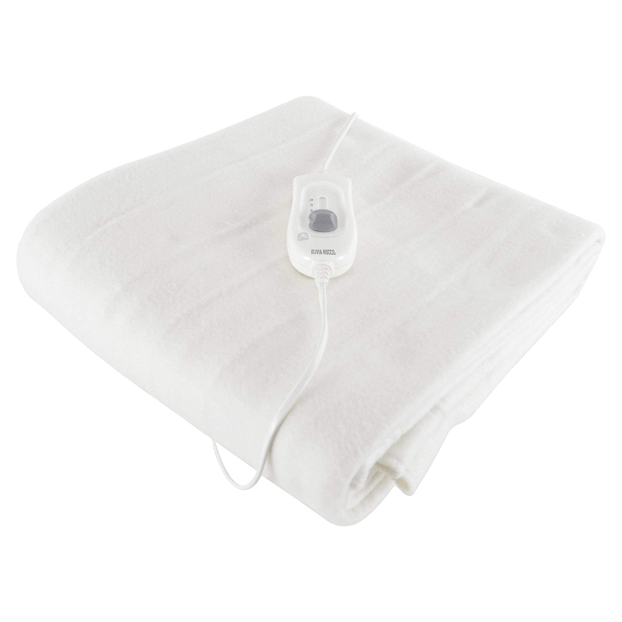 Olivia Rocco Heatwave Heated Blankets 3 Heat Settings Fast Heat Up Electric Underblanket Overheat Protection Soft Fabric Easy Fit Tie Loops Stay Cozy and Safe in Chilly Nights, Single